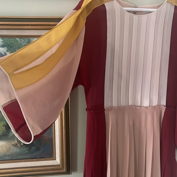 $468 BCBG RUNWAY S DRESS GOLD MAROON GWENNA IOWA STATE THANKSGIVING COLORS - Picture 5 of 7